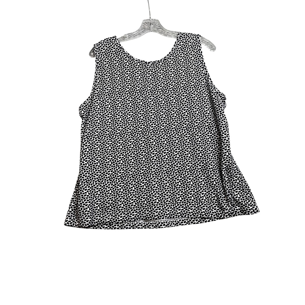Lands End 1X Tank Top Black White Teardrop Print Scoop Neck Cotton Jersey‎ - Picture 6 of 6